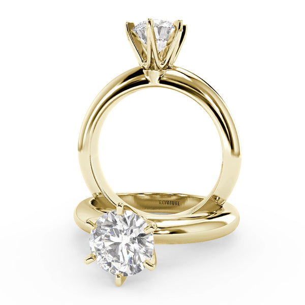Montura Para Anillo de Compromiso Solitario "Tiffany" en Oro Amarillo de 18K
