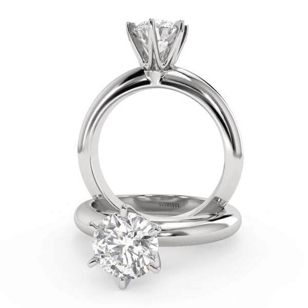 Montura Para Anillo de Compromiso Solitario Estilo "Tiffany" en Oro Blanco de 14K