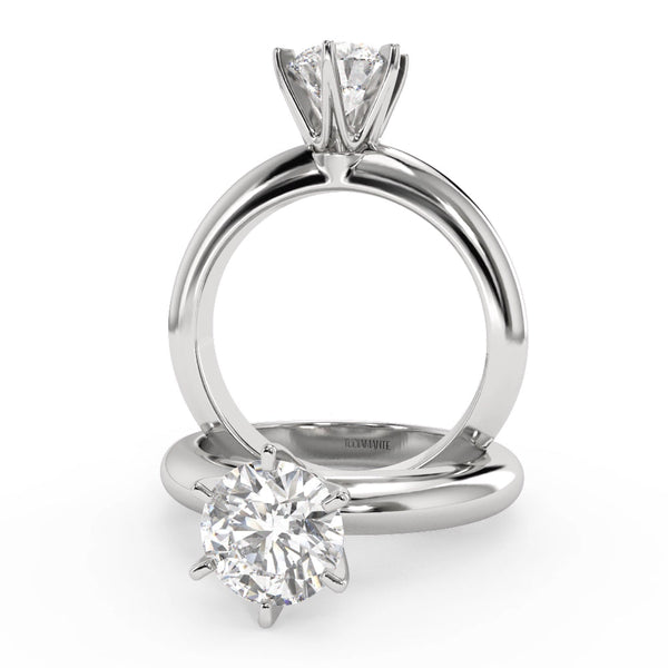 Montura Para Anillo de Compromiso Solitario Estilo "Tiffany" en Oro Blanco de 18K