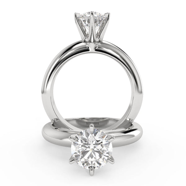 Montura Para Anillo de Compromiso Solitario Estilo "Tiffany" en Oro Blanco de 18K