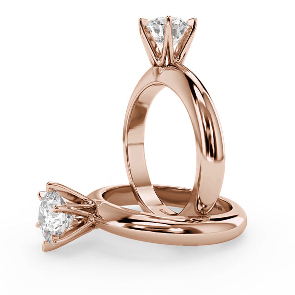 Montura Para Anillo de Compromiso Solitario "Tiffany" en Oro Rosa de 14K