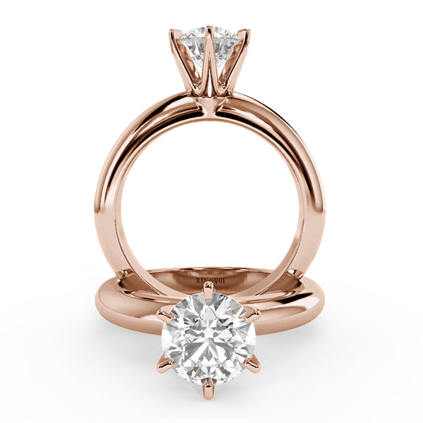 Montura Para Anillo de Compromiso Solitario "Tiffany" en Oro Rosa de 18K