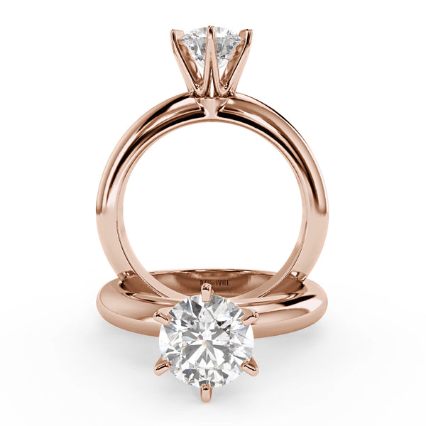 Montura Para Anillo de Compromiso Solitario "Tiffany" en Oro Rosa de 18K