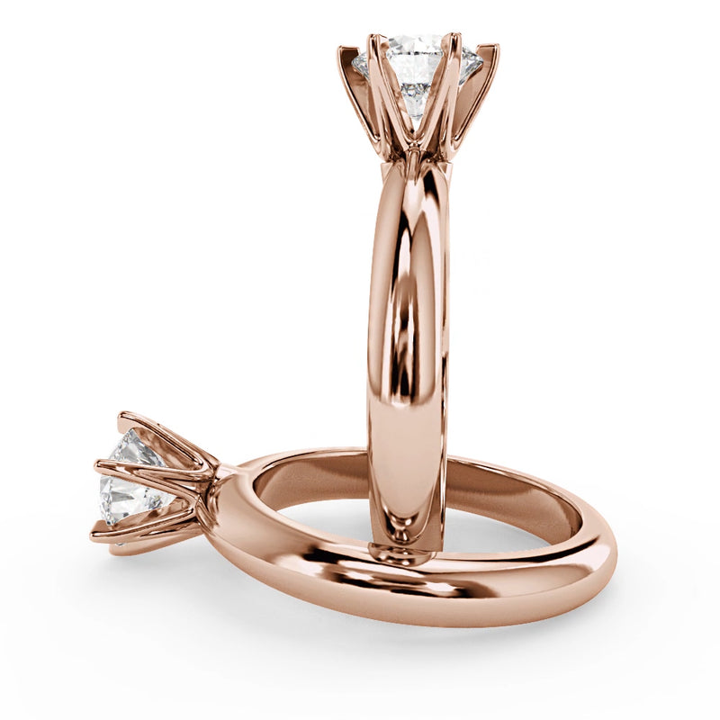 Montura Para Anillo de Compromiso Solitario "Tiffany" en Oro Rosa de 18K