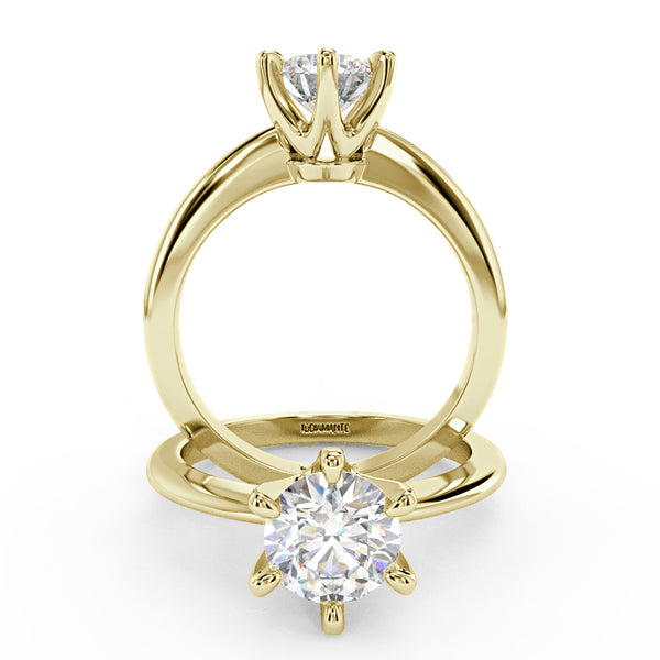 Montura Para Anillo de Compromiso Solitario "Tiffany Slim" en Oro Amarillo de 18k