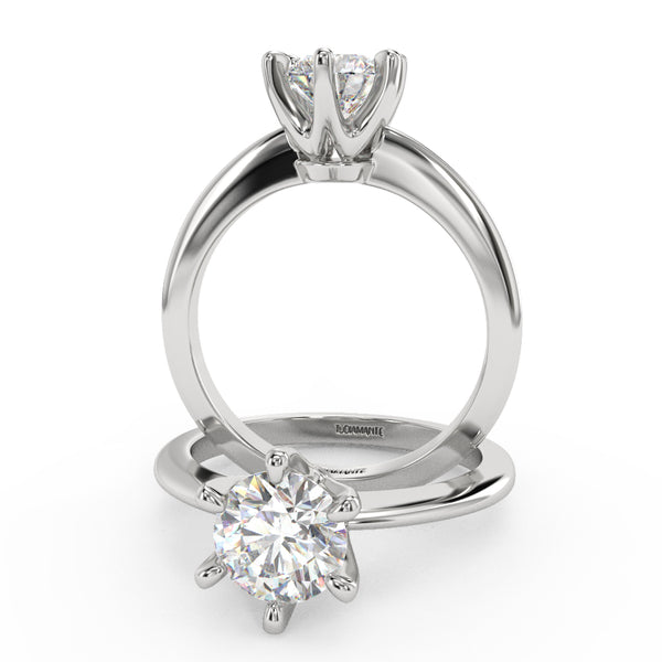 Montura Para Anillo de Compromiso Solitario "Tiffany Slim" en Oro Blanco de 14K