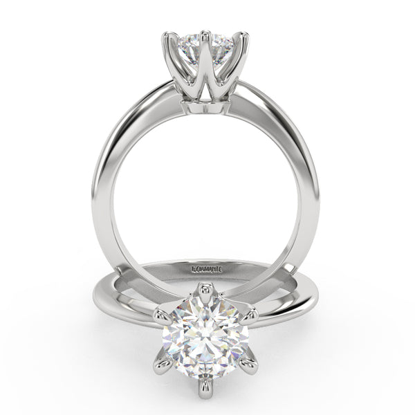 Montura Para Anillo de Compromiso Solitario "Tiffany Slim" en Oro Blanco de 18k