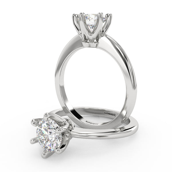 Montura Para Anillo de Compromiso Solitario "Tiffany Slim" en Oro Blanco de 18k