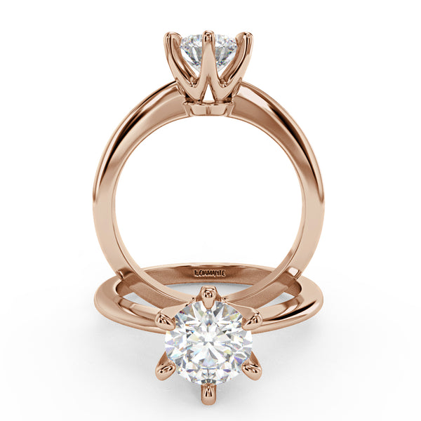 Montura Para Anillo de Compromiso Solitario "Tiffany Slim" en Oro Rosa de 14K