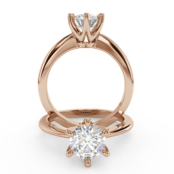 Montura Para Anillo de Compromiso Solitario "Tiffany Slim" en Oro Rosa de 18k