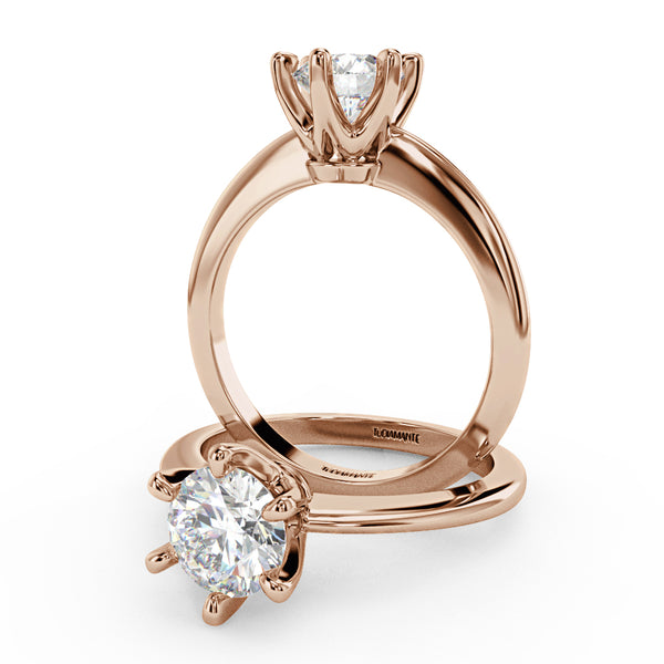 Montura Para Anillo de Compromiso Solitario "Tiffany Slim" en Oro Rosa de 18k