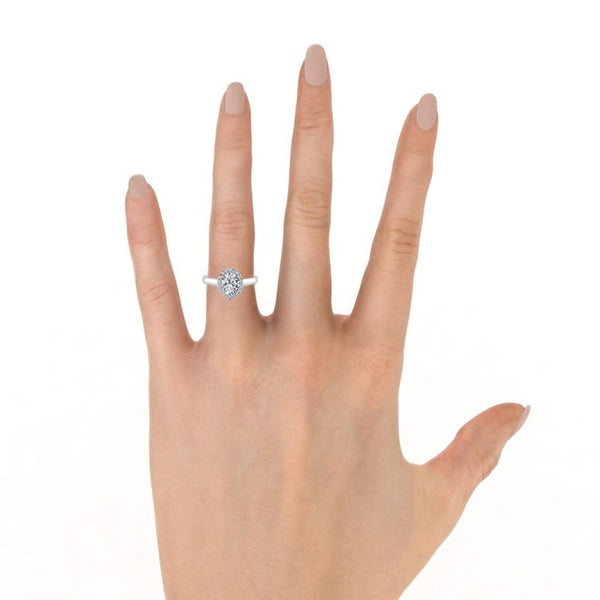 Montura Para Anillo de Compromiso Halo "Eclipse" en Oro Blanco de 18K