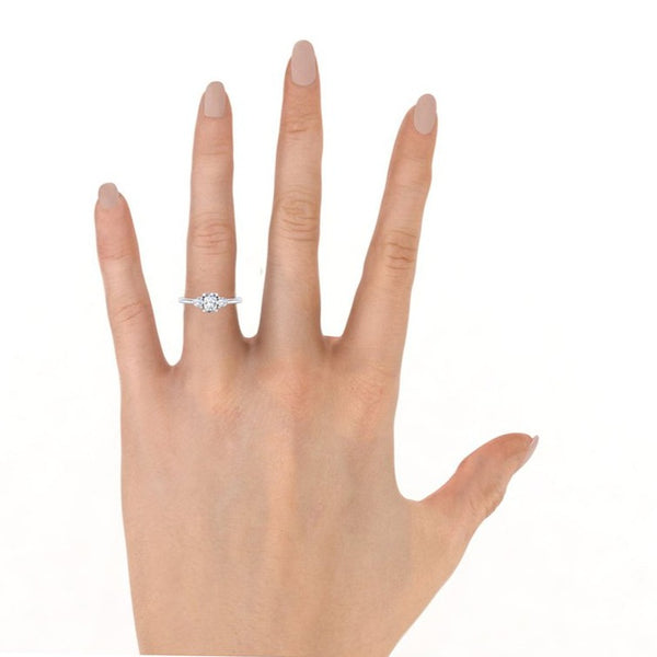 Montura Para Anillo de Compromiso Tres Piedras "Cosmos" en Oro Blanco de 18K.
