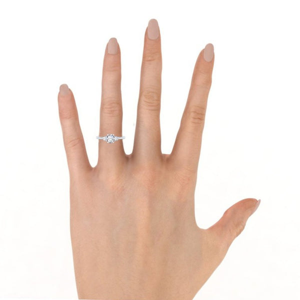 Montura Para Anillo de Compromiso Tres Piedras "Cosmos" en Oro Rosa de 18K.