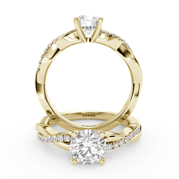 Montura Para Anillo de Compromiso Pavé "Infinity" en Oro Amarillo de 14K