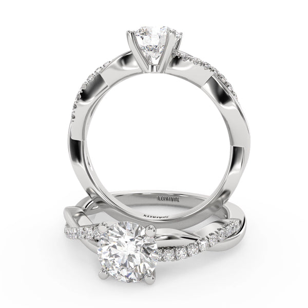 Montura Para Anillo de Compromiso Pavé "Infinity" en Oro Blanco de 14K