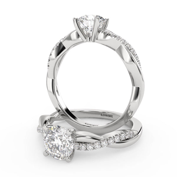 Montura Para Anillo de Compromiso Pavé "Infinity" en Oro Blanco de 18k