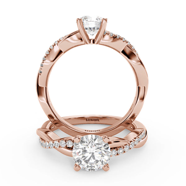 Montura Para Anillo de Compromiso Pavé "Infinity" en Oro Rosa de 14K