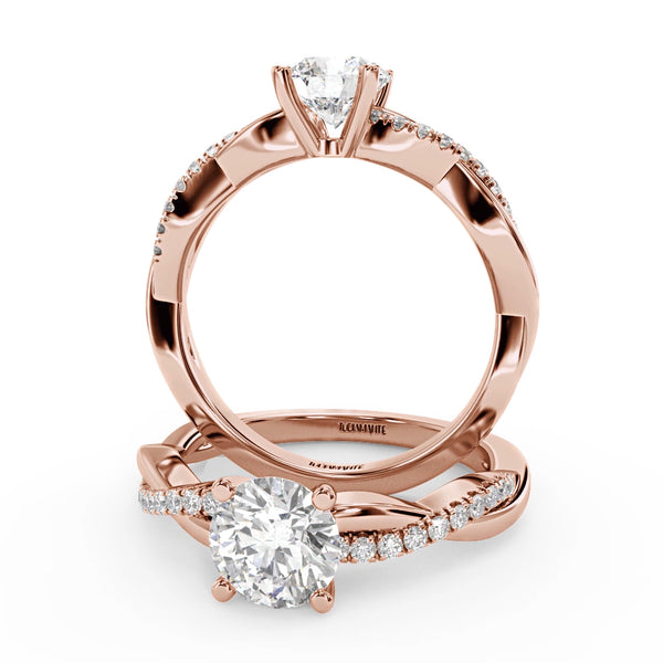 Montura Para Anillo de Compromiso Pavé "Infinity" en Oro Rosa de 14K