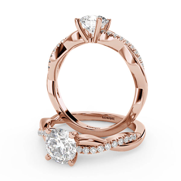 Montura Para Anillo de Compromiso Pavé "Infinity" en Oro Rosa de 18k