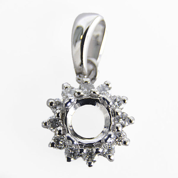 Pendiente Redondo Estrella de 4.5mm y Halo de Diamantes en Oro Blanco de 14K